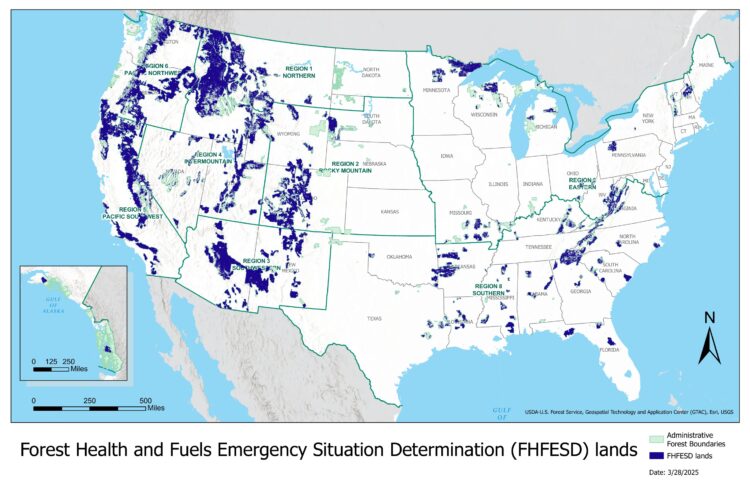 Forest Health and Fuels Emergency Situation Determination lands